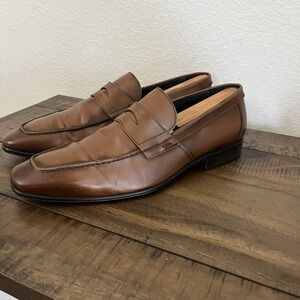 Bruno Magli Mens Brown Penny Loafers Size 10.5 M Leather‎